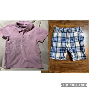 Tommy Hilfiger boys blue and pink gingham collared matching outfits set 2T